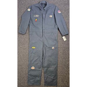 Urban Necessities Grayish Green Full Zip Jumpsuit w/ Various Patches Mens XL